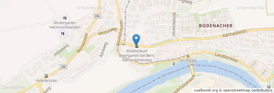Mapa de ubicacion de Briefeinwurf Bremgarten bei Bern, Kalchackerstrasse en Switzerland, Bern/Berne, Verwaltungsregion Bern-Mittelland, Verwaltungskreis Bern-Mittelland, Kirchlindach, Bremgarten Bei Bern.