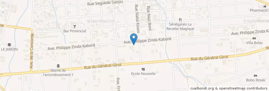 Mapa de ubicacion de Chez Giovani en Буркина-Фасо, Верхние Бассейны, Уэ.