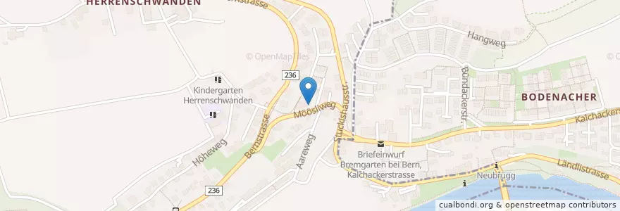 Mapa de ubicacion de Briefeinwurf Herrenschwanden, Poststelle Herrenschwanden en Schweiz, Bern, Verwaltungsregion Bern-Mittelland, Verwaltungskreis Bern-Mittelland, Kirchlindach.