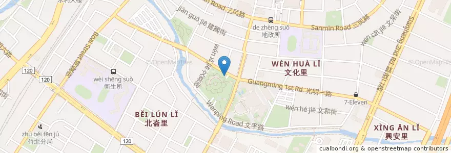 Mapa de ubicacion de 公二停五地下停車場 en تايوان, مقاطعة تايوان, أقليم سين شو, 竹北市.