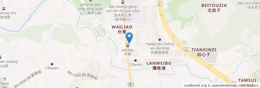Mapa de ubicacion de 五花馬 en Taiwán, Nuevo Taipéi, 淡水區.