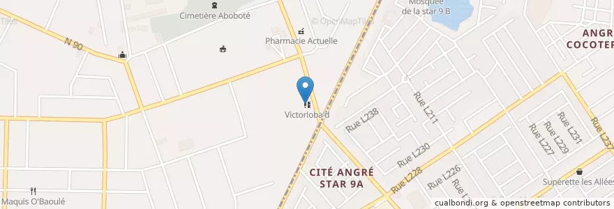 Mapa de ubicacion de Victorloba'd en ساحل عاج, آبیجان, Cocody, Abobo.