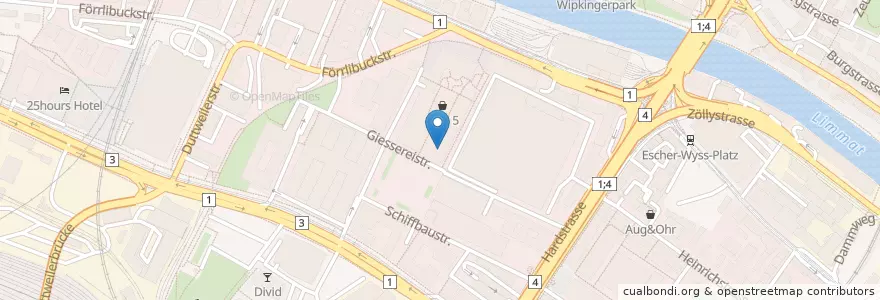 Mapa de ubicacion de Café & Bar Toscano en Switzerland, Zurich, District Zurich, Zurich.