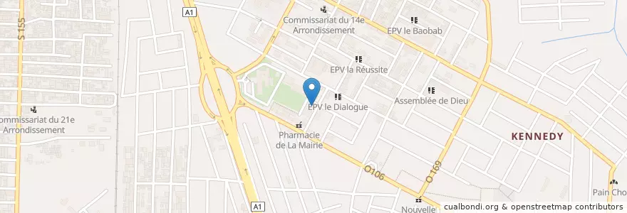 Mapa de ubicacion de Clinique Fatima en Ivoorkust, Abidjan, Abobo.
