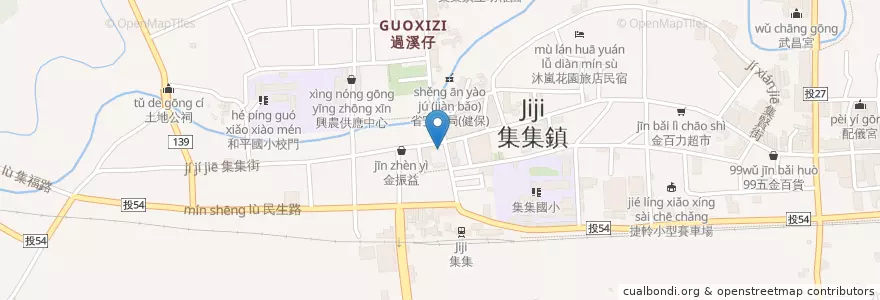Mapa de ubicacion de 鎮長咖啡 en Taiwán, Provincia De Taiwán, Condado De Nantou, 集集鎮.