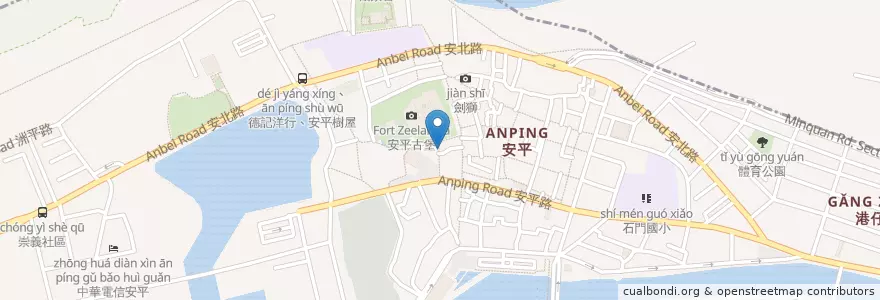 Mapa de ubicacion de 古堡蚵仔煎 en 臺灣, 臺南市, 安平區.