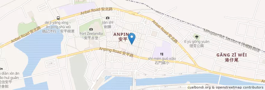 Mapa de ubicacion de 福德爺廟 en Taiwan, Tainan, Anping District.