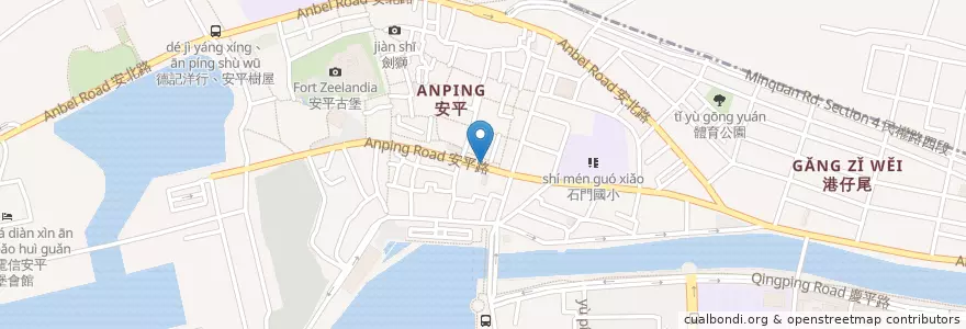 Mapa de ubicacion de 關北紅豆餅 en Taiwan, 臺南市, 安平區.