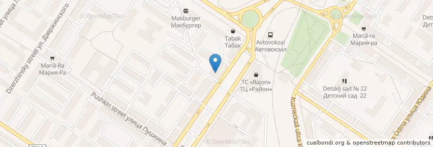 Mapa de ubicacion de Суши-бар IRIZUMI en Rusland, Federaal District Siberië, Кемеровская Область, Междуреченский Городской Округ.