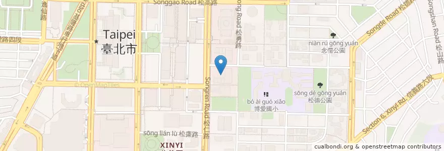 Mapa de ubicacion de 渣打銀行 en تايوان, تايبيه الجديدة, تايبيه, 信義區.