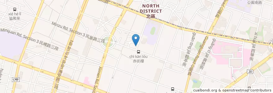Mapa de ubicacion de 韓金婆婆 en Taïwan, Tainan, District Centre-Ouest.