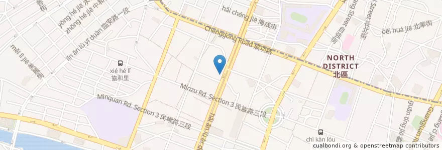Mapa de ubicacion de 赤豚燒物酒場 en تايوان, تاينان, 中西區.