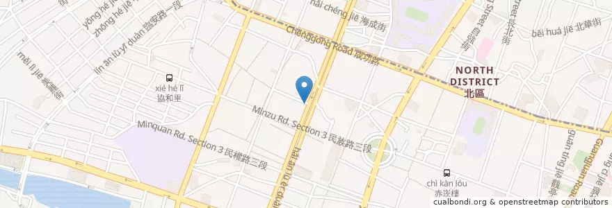 Mapa de ubicacion de 福州麵館 en 臺灣, 臺南市, 中西區.