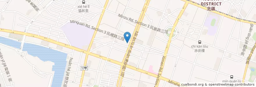 Mapa de ubicacion de 一品塘 en تایوان, 臺南市, 中西區.