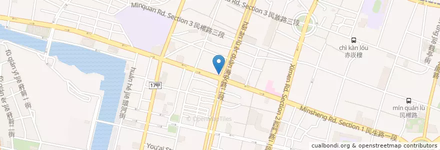 Mapa de ubicacion de 大岡山羊肉 en 臺灣, 臺南市, 中西區.