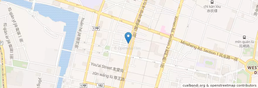 Mapa de ubicacion de caviar en 臺灣, 臺南市, 中西區.