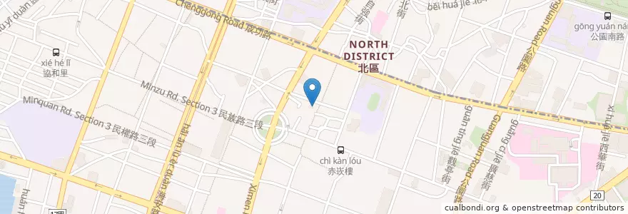Mapa de ubicacion de 天后里活動中心 en Taiwan, Tainan, 中西區.