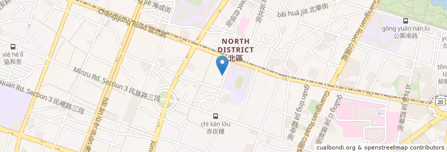 Mapa de ubicacion de 宇樂居食屋 en Taiwan, 臺南市, 中西區.