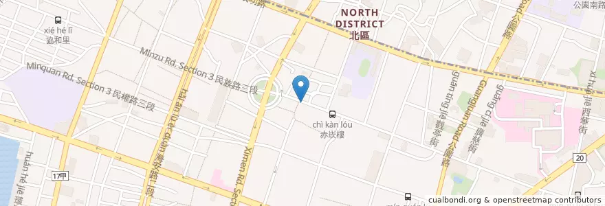 Mapa de ubicacion de 富貴冰淇淋 en Тайвань, Тайнань, 中西區.