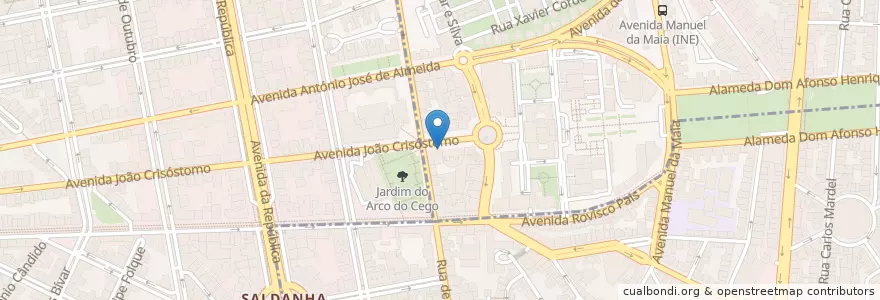 Mapa de ubicacion de Hamburgueria do Tecnyco en ポルトガル, Área Metropolitana De Lisboa, Lisboa, Grande Lisboa, リスボン, Areeiro.