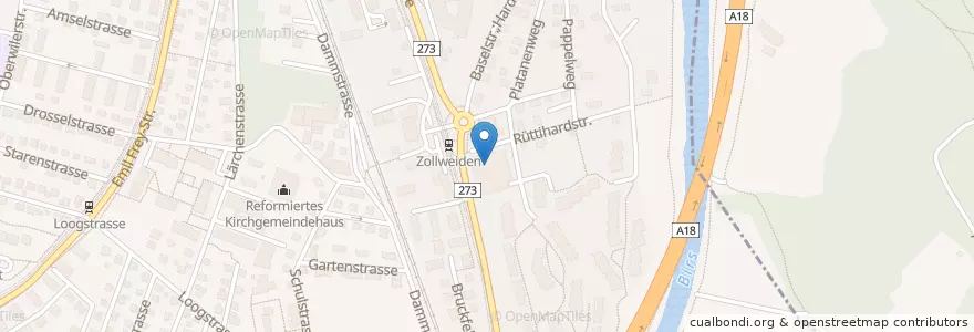 Mapa de ubicacion de TopPharm Zollweiden Apotheke en Schweiz, Basel-Landschaft, Bezirk Arlesheim, Münchenstein.