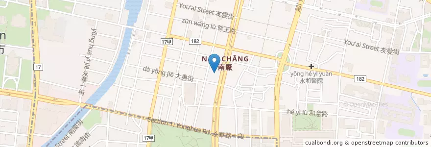 Mapa de ubicacion de 天池壇 en تايوان, تاينان, 中西區.