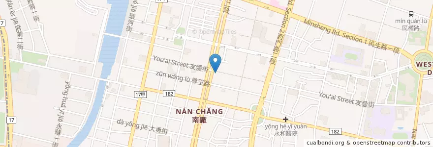 Mapa de ubicacion de 圓竹發 en 臺灣, 臺南市, 中西區.