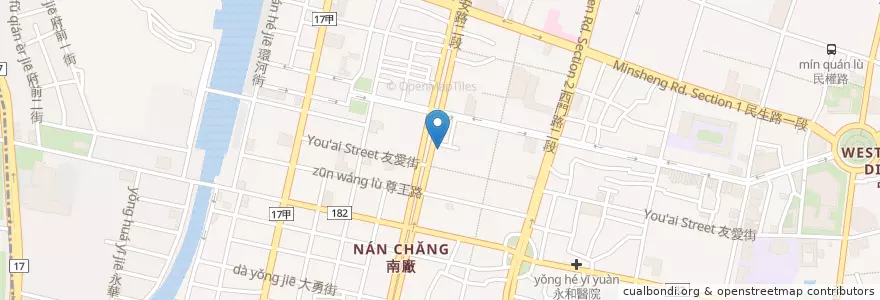Mapa de ubicacion de 灰熊烤吧 en Taiwan, Tainan, 中西區.