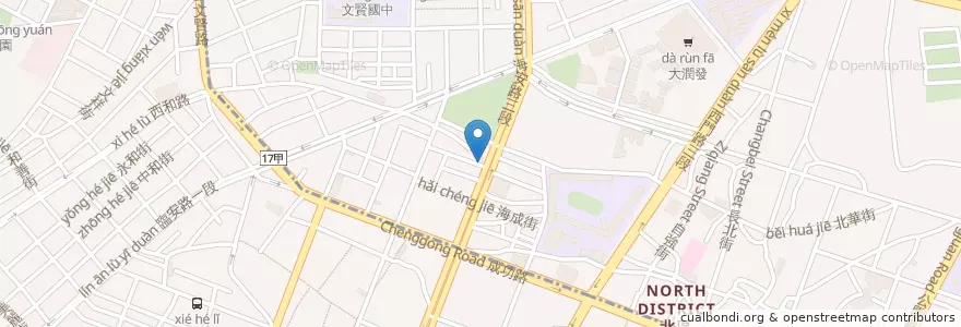 Mapa de ubicacion de 黃火木舊台味冰店 en تایوان, 臺南市, 北區.