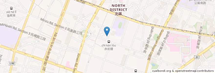 Mapa de ubicacion de 大師兄手工蛋捲 en Taiwán, 臺南市, 中西區.