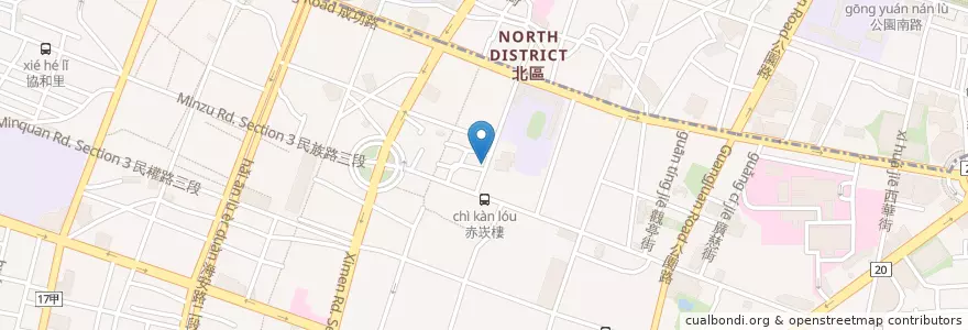 Mapa de ubicacion de 茗之香茶行 en 臺灣, 臺南市, 中西區.