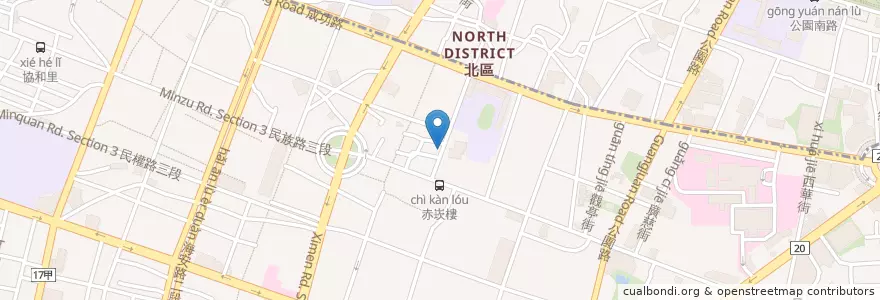 Mapa de ubicacion de 肆樓咖啡店 en Taïwan, Tainan, District Centre-Ouest.