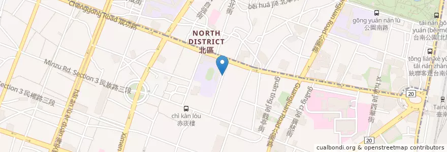 Mapa de ubicacion de 赤崁208巷燒烤 en Тайвань, Тайнань, 中西區.