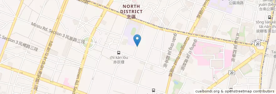 Mapa de ubicacion de 艾摩多 en Taiwan, 臺南市, 中西區.
