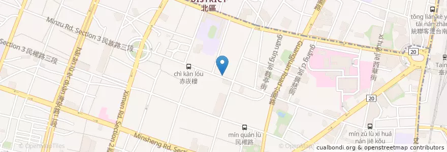 Mapa de ubicacion de 赤崁擔仔麵 en 臺灣, 臺南市, 中西區.
