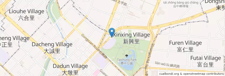 Mapa de ubicacion de 台中公園地下停車場 en Taiwán, Taichung.