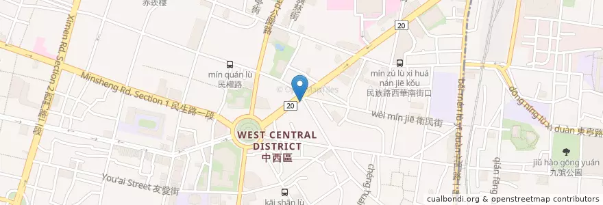 Mapa de ubicacion de 安泰商業銀行 en Taiwan, 臺南市, 中西區.