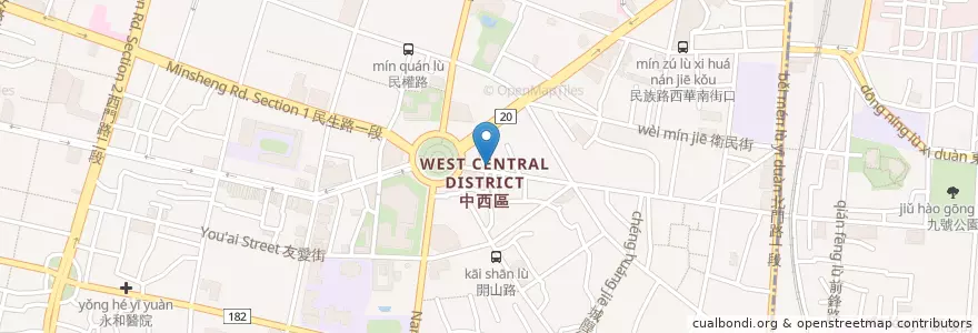 Mapa de ubicacion de 小小星 茶, 咖啡, 輕食 en Taiwan, Tainan, Zhongxi District.