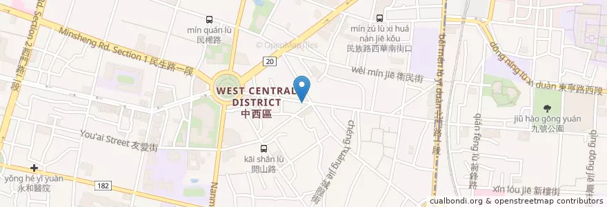 Mapa de ubicacion de 椿之味薏仁湯 en Taïwan, Tainan, District Centre-Ouest.