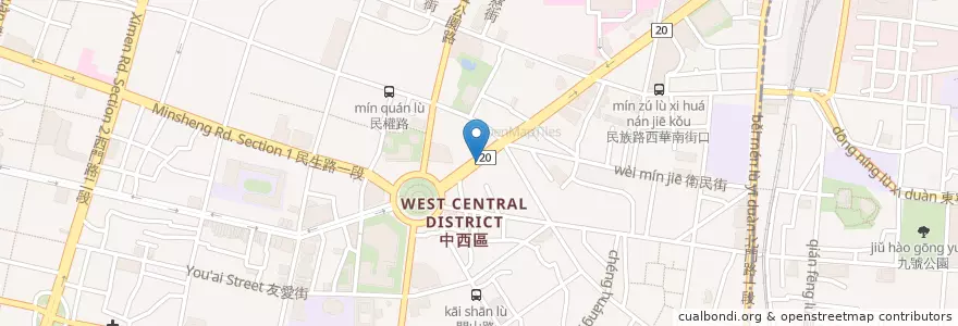 Mapa de ubicacion de 楊振整形外科診所 en Тайвань, Тайнань, 中西區.