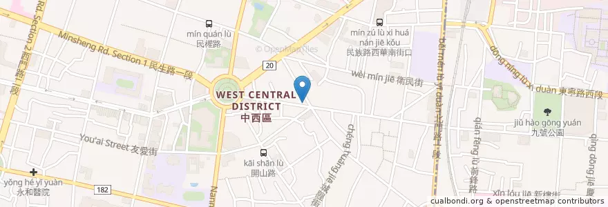 Mapa de ubicacion de 永吉經濟快餐 en Taiwan, 臺南市, 中西區.