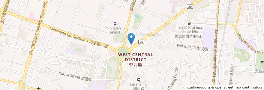 Mapa de ubicacion de 陳俊達小兒科診所 en تایوان, 臺南市, 中西區.