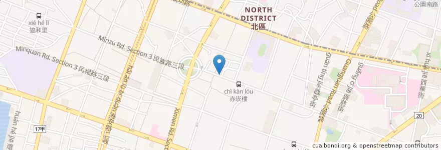Mapa de ubicacion de 泰福飯桌 en Taiwan, 臺南市, 中西區.