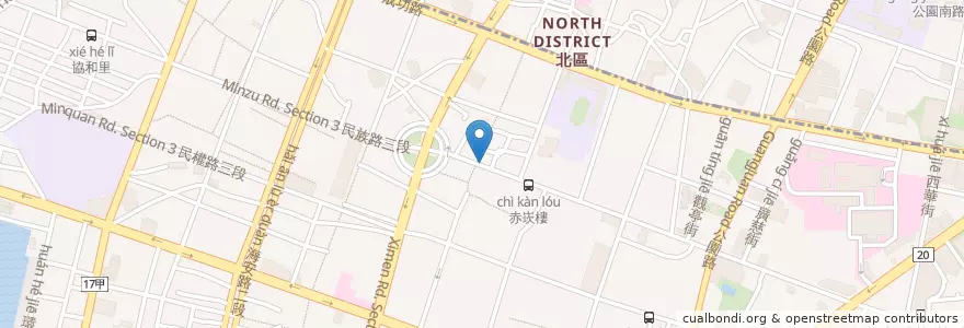 Mapa de ubicacion de 小南米糕 en 臺灣, 臺南市, 中西區.
