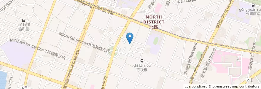 Mapa de ubicacion de kokoni en 臺灣, 臺南市, 中西區.