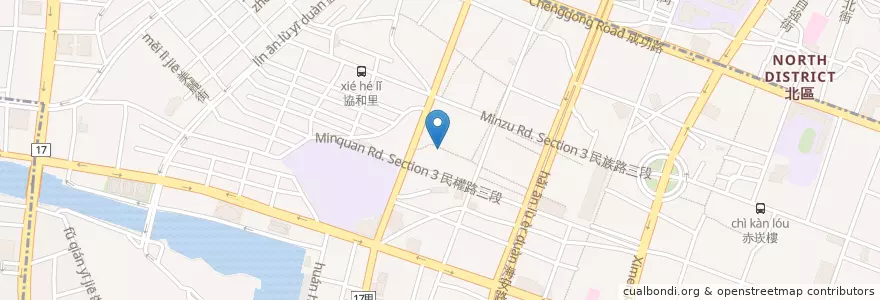 Mapa de ubicacion de 神農酒館 en Taiwán, 臺南市, 中西區.