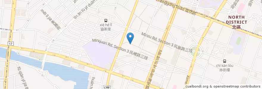 Mapa de ubicacion de 吉春中藥房 en Taiwan, 臺南市, 中西區.