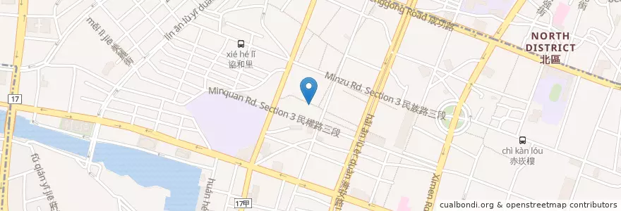 Mapa de ubicacion de 微笑日作菓子 en تايوان, تاينان, 中西區.
