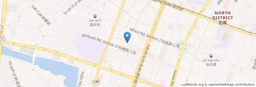 Mapa de ubicacion de 太古101咖啡 en Taiwan, Tainan, Zhongxi District.
