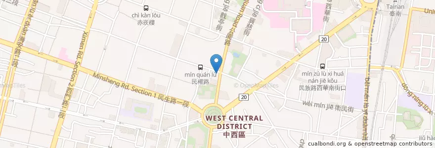 Mapa de ubicacion de Bark餐酒館 en تايوان, تاينان, 中西區.